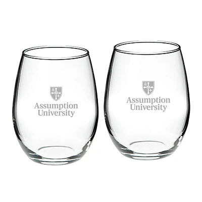 Assumption Greyhounds 21oz. 2-Piece Stemless Wine Glass Set
