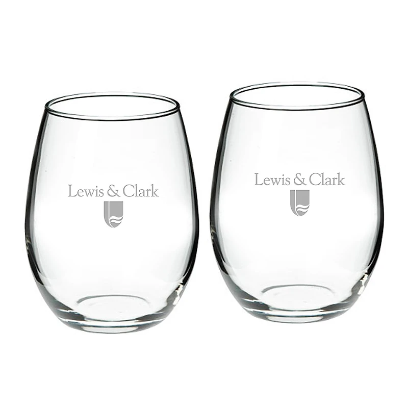 Lewis & Clark College Pioneers 21oz. 2-Piece Stemless Wine Glass Set