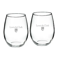 Lewis & Clark College Pioneers 21oz. 2-Piece Stemless Wine Glass Set