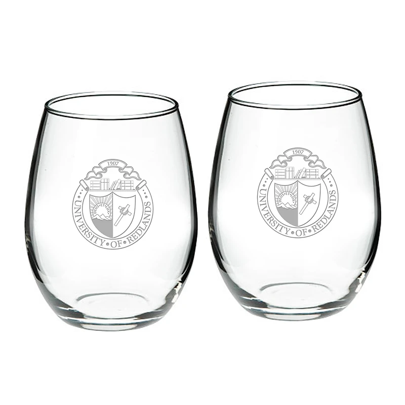 University of Redlands Bulldogs 21oz. 2-Piece Stemless Wine Glass Set