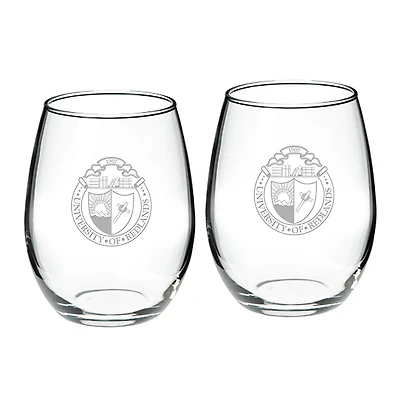 University of Redlands Bulldogs 21oz. 2-Piece Stemless Wine Glass Set