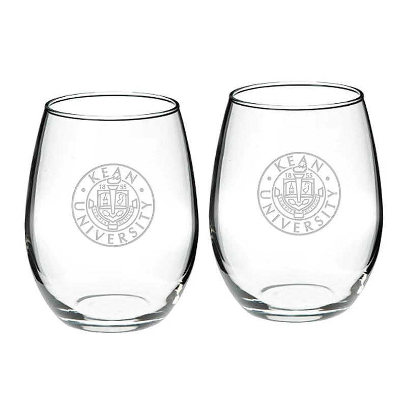 Kean University Cougars 21oz. 2-Piece Stemless Wine Glass Set
