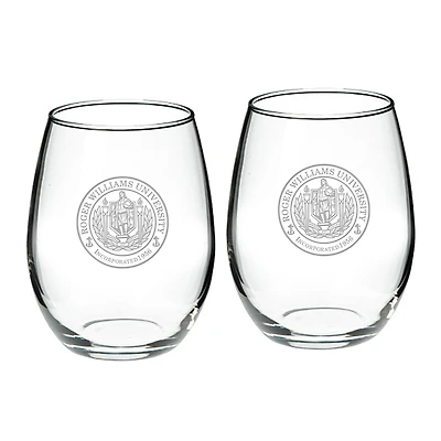 Roger Williams University 21oz. 2-Piece Stemless Wine Glass Set
