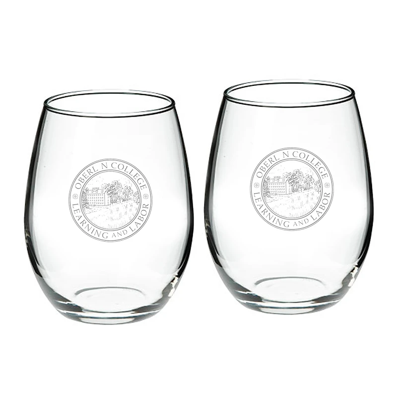 Oberlin Yeomen 21oz. 2-Piece Stemless Wine Glass Set