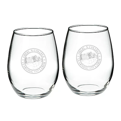 Oberlin Yeomen 21oz. 2-Piece Stemless Wine Glass Set