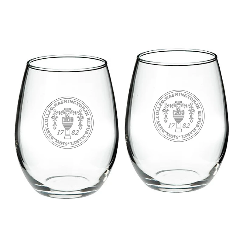 Washington College Shoremen 21oz. 2-Piece Stemless Wine Glass Set