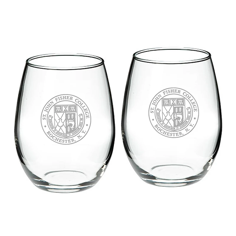 St John Fisher Cardinals 21oz. 2-Piece Stemless Wine Glass Set