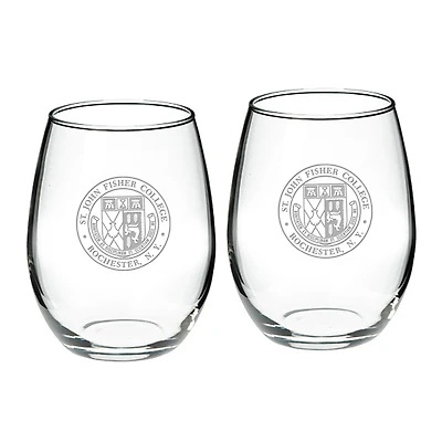 St John Fisher Cardinals 21oz. 2-Piece Stemless Wine Glass Set