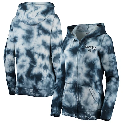 Women's New Era Navy New York Yankees Tie-Dye Full-Zip Hoodie
