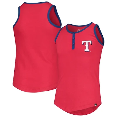 Girls Youth New Era Red Texas Rangers Henley Tank Top