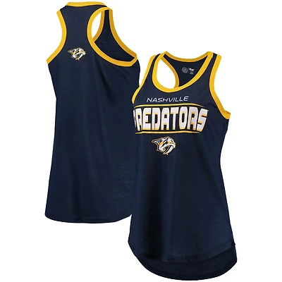 Women's G-III Sports by Carl Banks Navy Nashville Predators Showdown Slub Racerback Tank Top