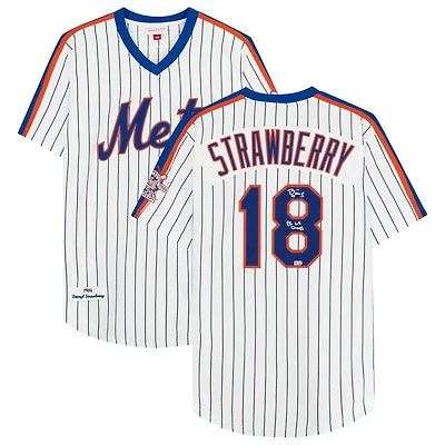 Darryl Strawberry White New York Mets Autographed Mitchell & Ness Authentic Cooperstown Collection Jersey with 25th Anniversary Patch and "86 WS Champs" Inscription