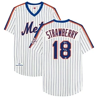 Darryl Strawberry White New York Mets Autographed Mitchell & Ness Authentic Cooperstown Collection Jersey with 25th Anniversary Patch and "86 WS Champs" Inscription