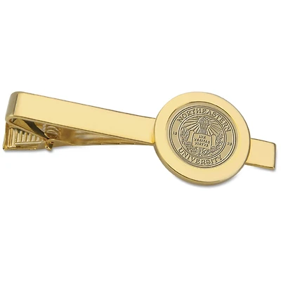 Gold Northeastern Huskies Logo Tie Bar