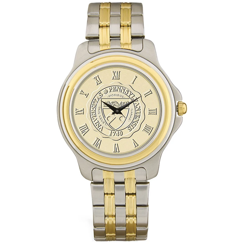 Men's Gold/Silver Pennsylvania Quakers Two-Tone Medallion Wristwatch