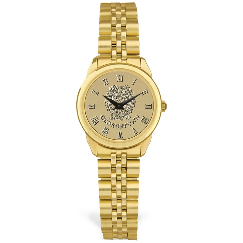 Women's Gold Georgetown Hoyas Logo Medallion Rolled Link Bracelet Wristwatch