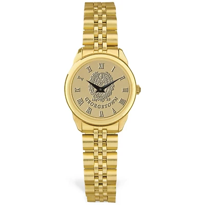 Women's Gold Georgetown Hoyas Logo Medallion Rolled Link Bracelet Wristwatch