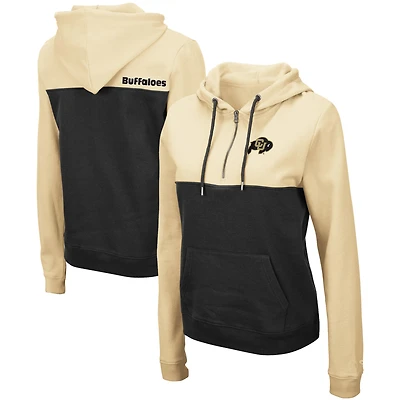 Women's Colosseum Gold/Black Colorado Buffaloes Aidan Lightweight Half-Zip Hoodie