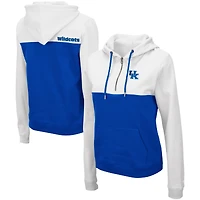Women's Colosseum White/Royal Kentucky Wildcats Aidan Lightweight Half-Zip Hoodie