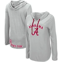 Women's Colosseum Heather Gray Alabama Crimson Tide My Lover Lightweight Hooded Long Sleeve T-Shirt