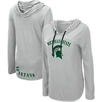 Women's Colosseum Heather Gray Michigan State Spartans My Lover Lightweight Hooded Long Sleeve T-Shirt