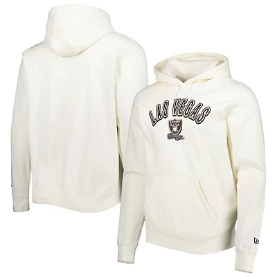 Men's New Era Cream Las Vegas Raiders Sideline Chrome Pullover Hoodie