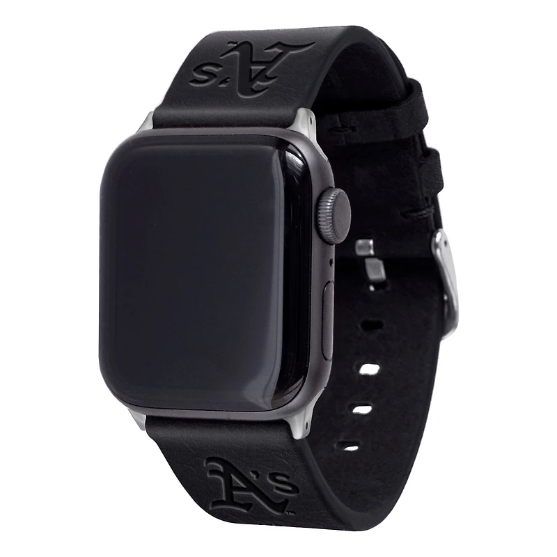 Black Athletics Leather Apple Watch Band