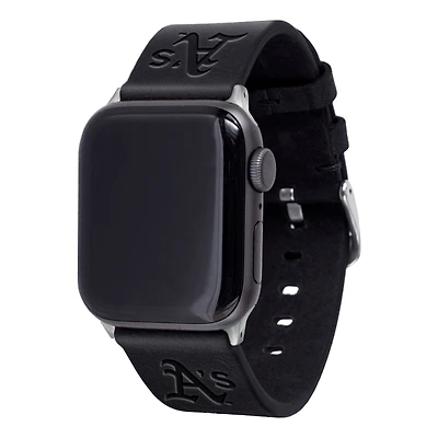 Black Athletics Leather Apple Watch Band
