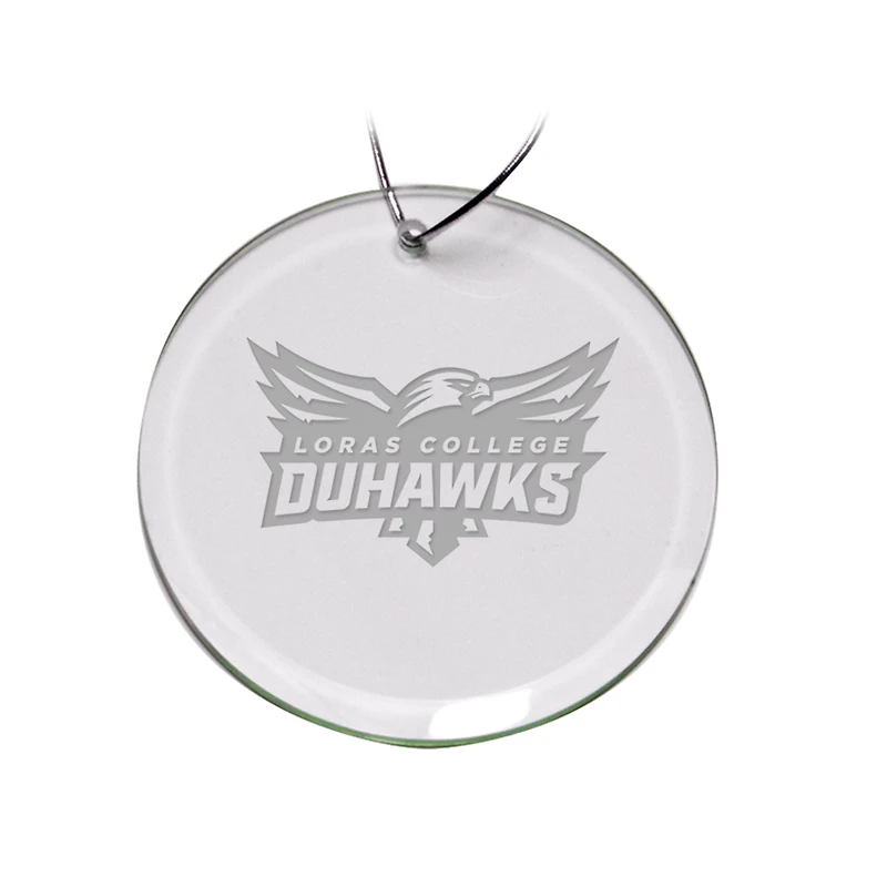 Loras College Duhawks 3'' Logo Round Glass Ornament