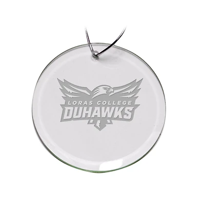 Loras College Duhawks 3'' Logo Round Glass Ornament
