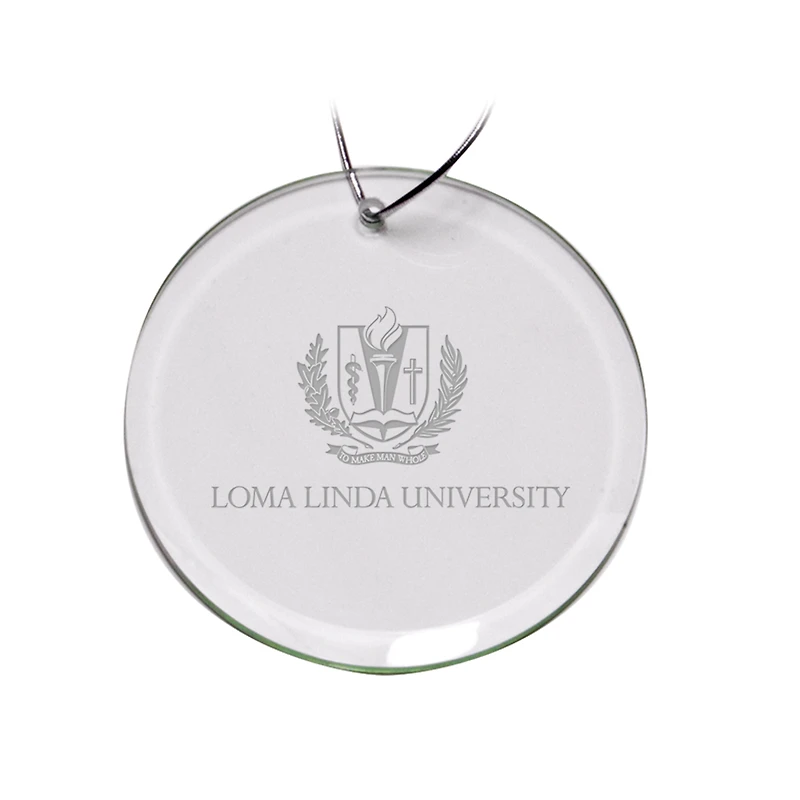 LLU Lions 3'' Round Glass Ornament