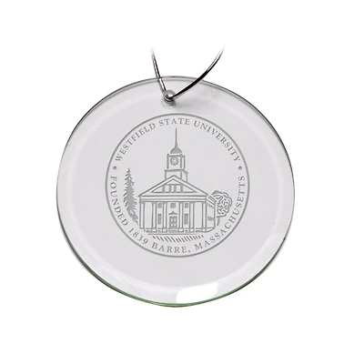 Westfield State Owls 3'' Round Glass Ornament