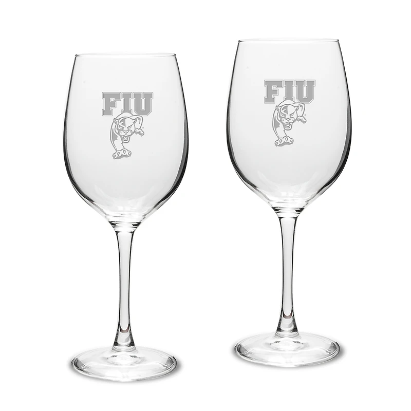 FIU Panthers 16oz. 2-Piece Traditional White Wine Glass Set