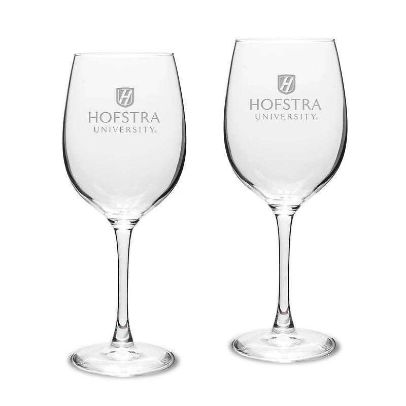 Hofstra University Pride 16oz. 2-Piece Traditional White Wine Glass Set