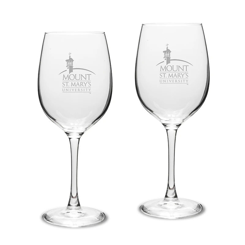 Mount St. Mary's Mountaineers 16oz. 2-Piece Traditional White Wine Glass Set