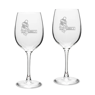 Youngstown State Penguins 16oz. 2-Piece Traditional White Wine Glass Set