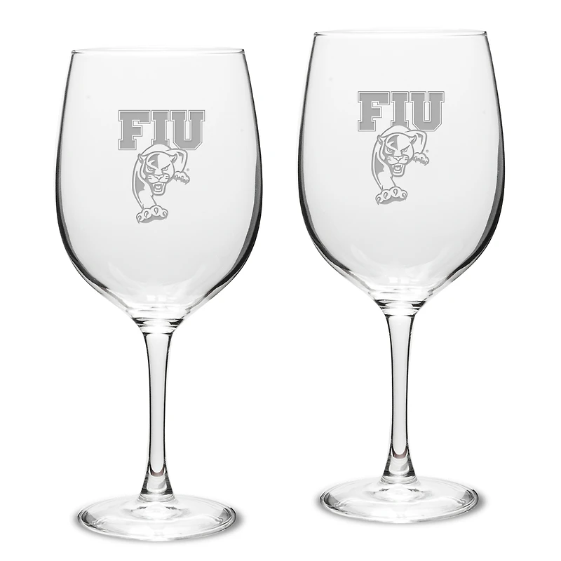FIU Panthers 19oz. 2-Piece Traditional Robusto Red Wine Table Glass Set