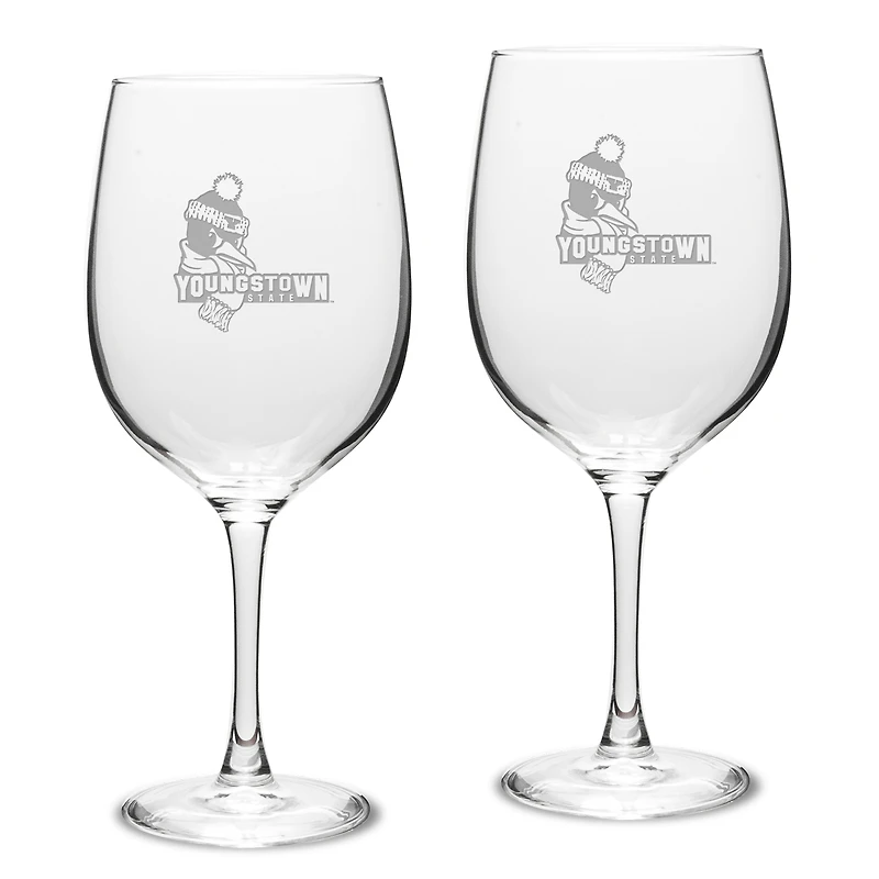 Youngstown State Penguins 19oz. 2-Piece Traditional Robusto Red Wine Table Glass Set
