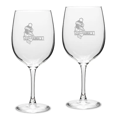 Youngstown State Penguins 19oz. 2-Piece Traditional Robusto Red Wine Table Glass Set