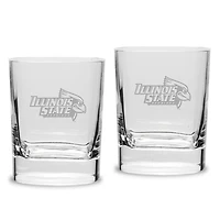 Illinois State Redbirds 11.75oz. Square Double Old Fashioned Glass Set
