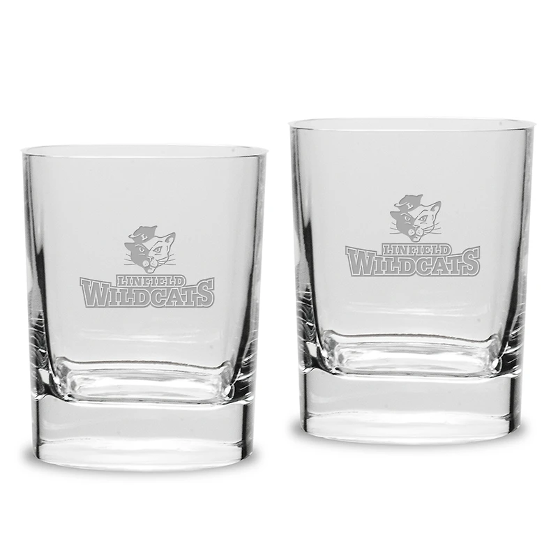 Linfield Wildcats 11.75oz. Square Double Old Fashioned Glass Set