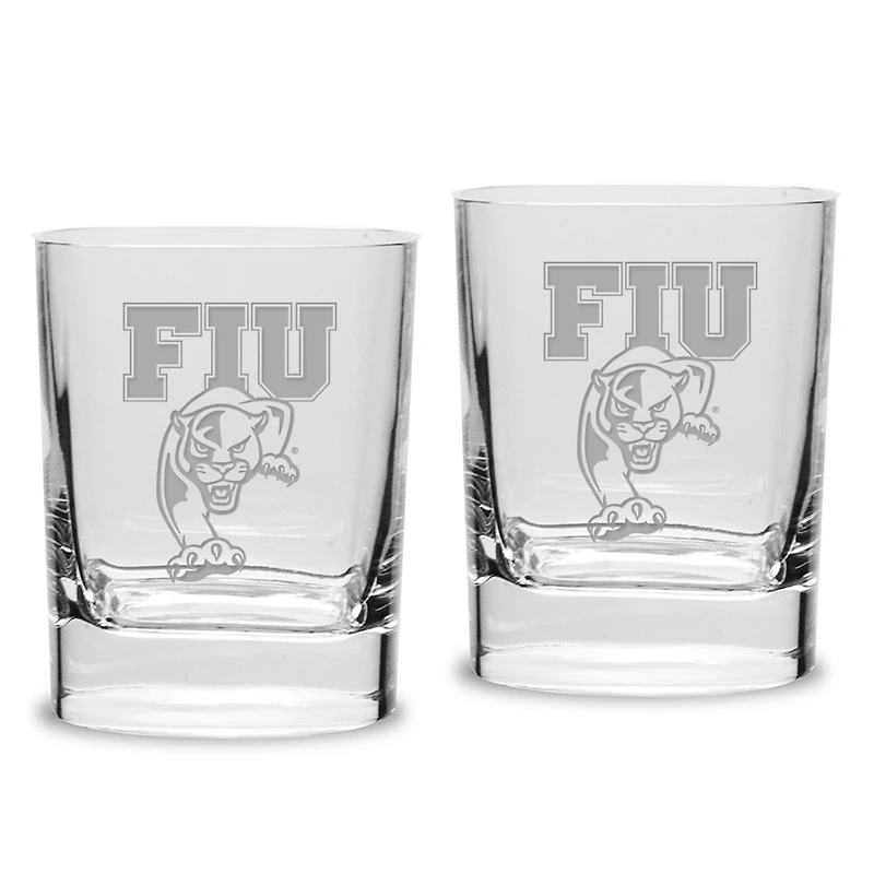 FIU Panthers 11.75oz. Square Double Old Fashioned Glass Set