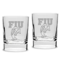 FIU Panthers 11.75oz. Square Double Old Fashioned Glass Set