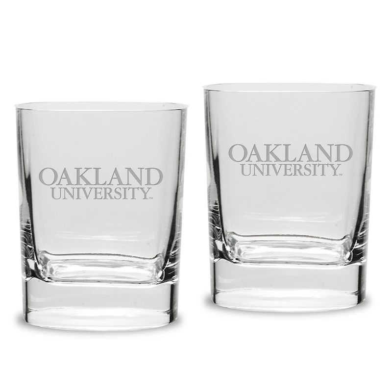 Oakland Golden Grizzlies 11.75oz. Square Double Old Fashioned Glass Set