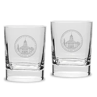Westfield State Owls 11.75oz. Square Double Old Fashioned Glass Set