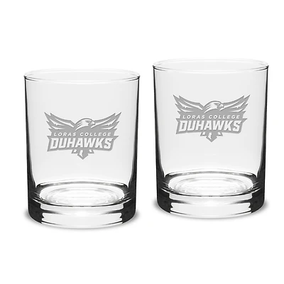 Loras College Duhawks 14oz. 2-Piece Classic Double Old-Fashioned Glass Set