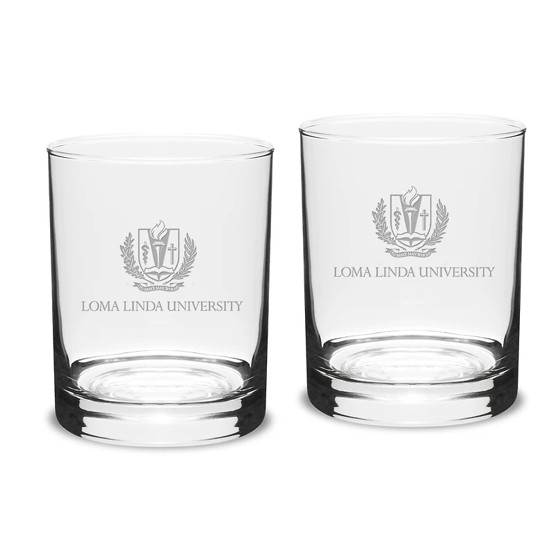 LLU Lions 14oz. 2-Piece Classic Double Old-Fashioned Glass Set
