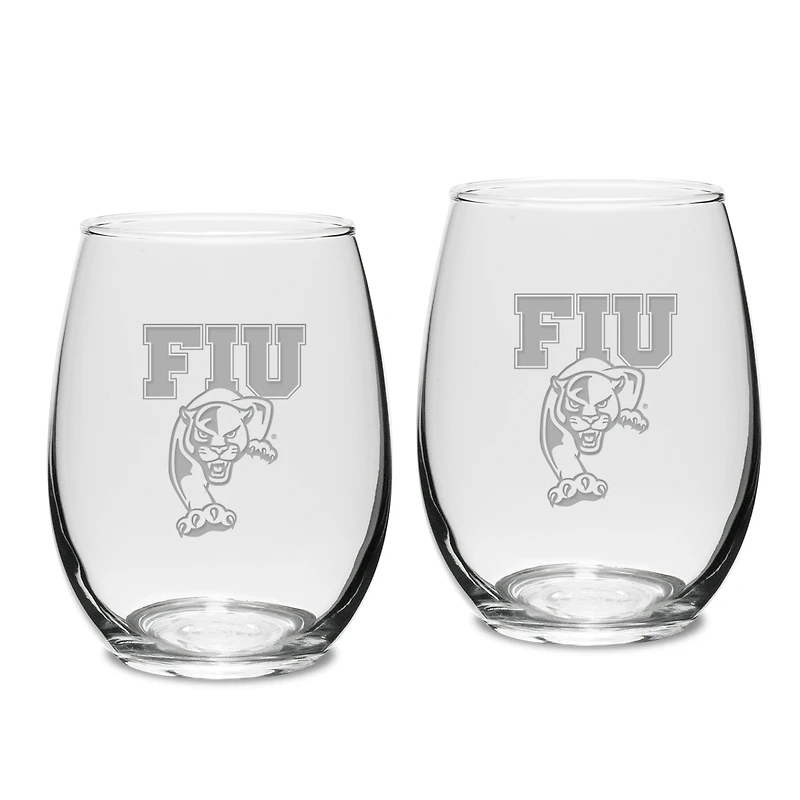 FIU Panthers 15oz. 2-Piece Stemless Wine Glass Set