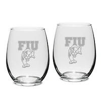 FIU Panthers 15oz. 2-Piece Stemless Wine Glass Set