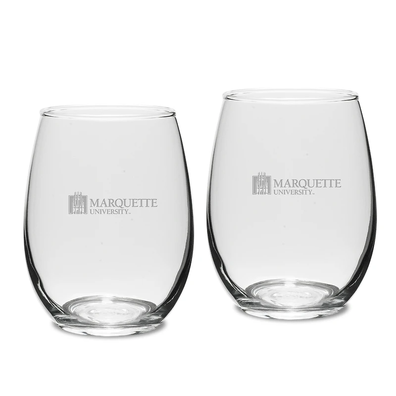 Marquette Golden Eagles 15oz. 2-Piece Stemless Wine Glass Set